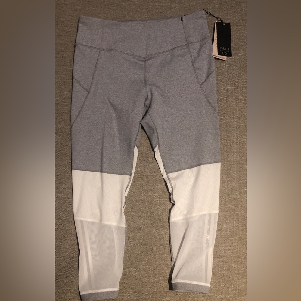 CALIA NWT High Rise 7/8 Ankle Gray/White Mesh Large